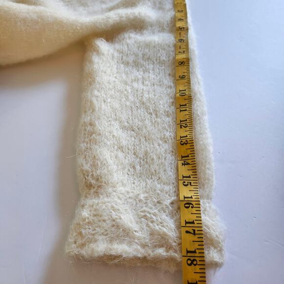 Vintage 50's Handknit Cream Mohair Long Sweater Coat Size Medium - Picture 8 of 8